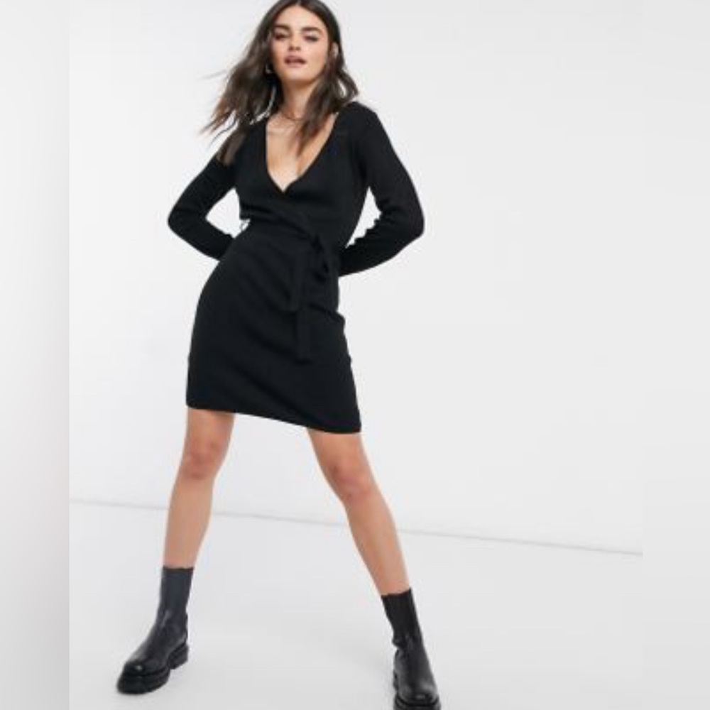 Vila knit wrap mini dress